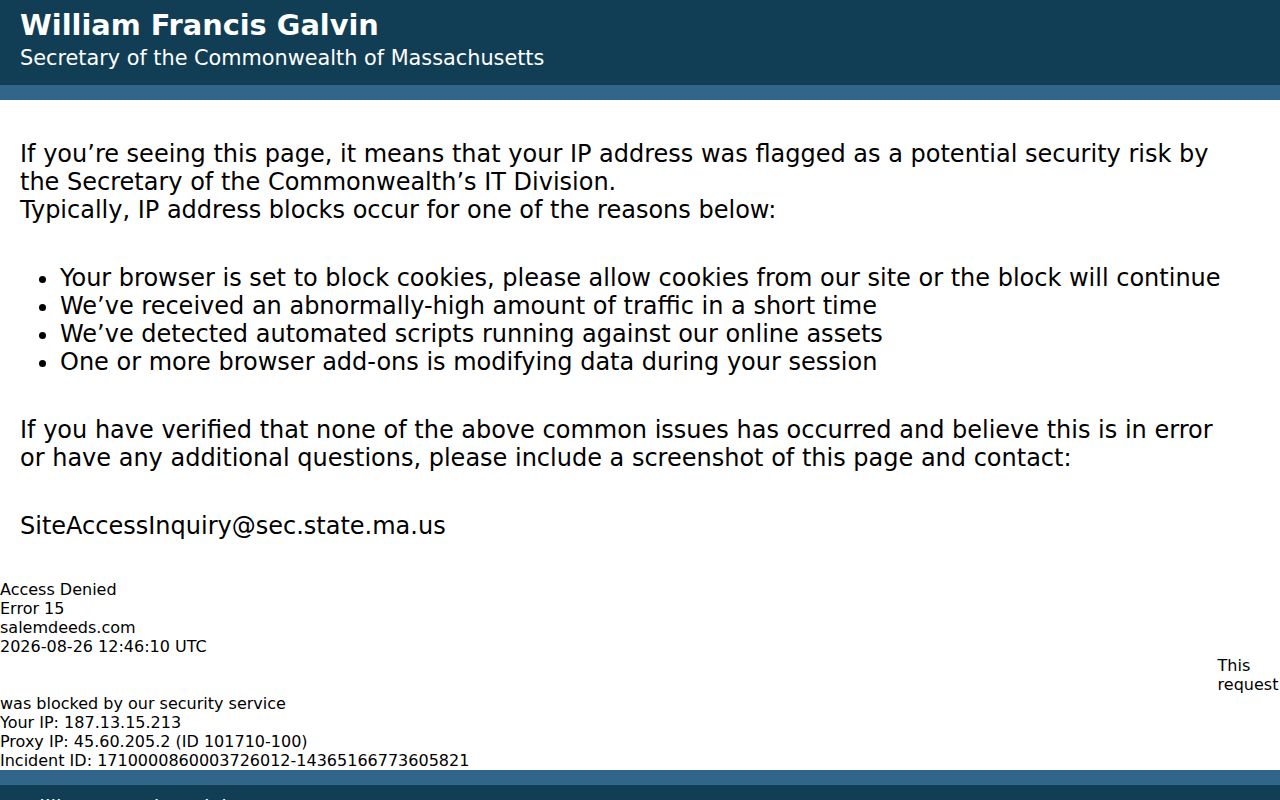 Lynn street directory screenshot of Southern Essex Registry name search fields