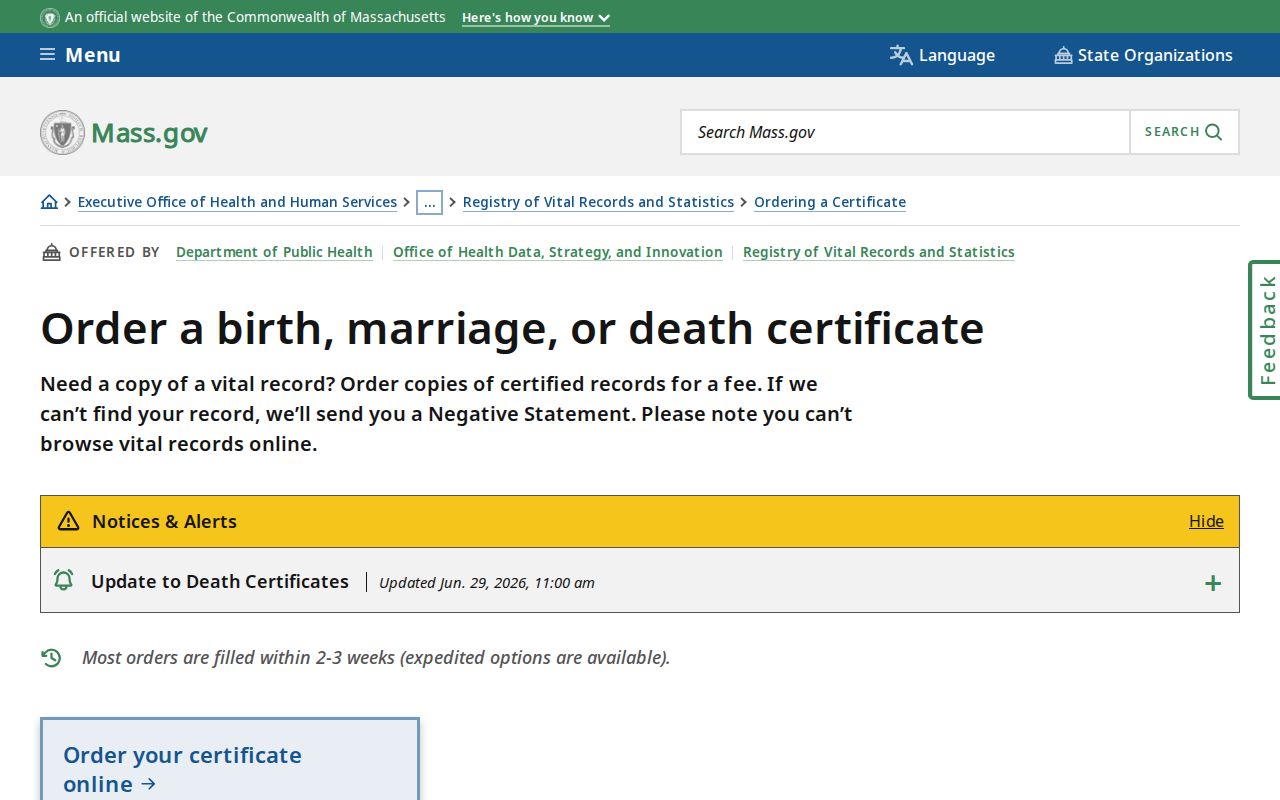Lynn resident lookup Massachusetts vital-record ordering channels