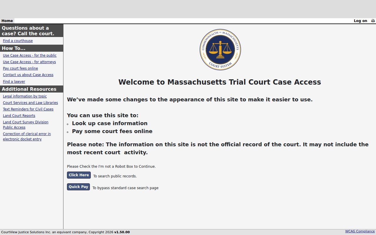 Lynn residents directory MassCourts public search tabs